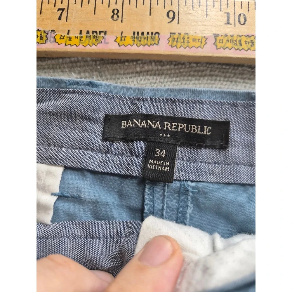 Banana Republic Golf Chino Shorts Mens 34 Blue Printed Flat Front Streetwear